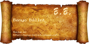 Benyo Bálint névjegykártya